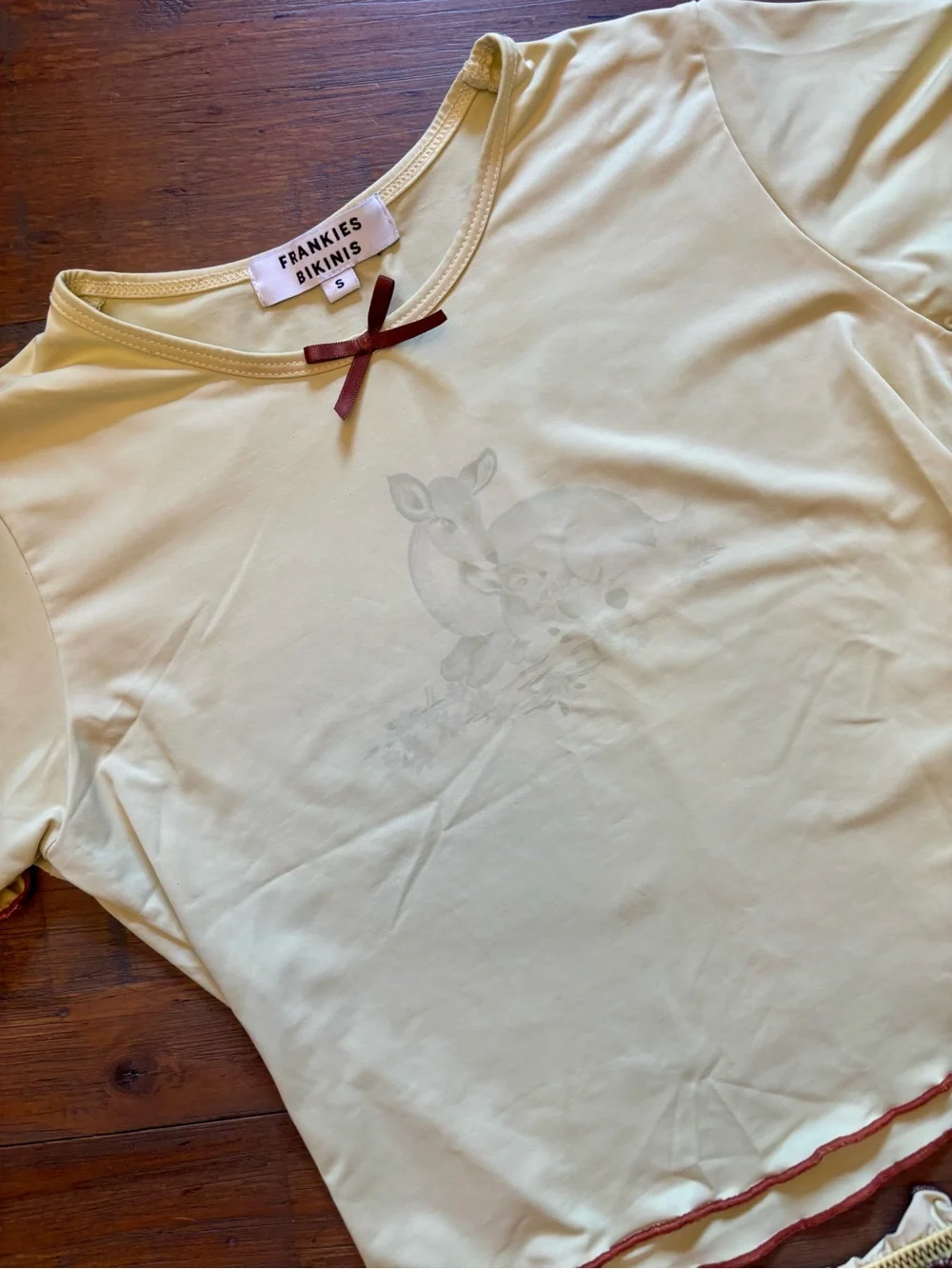 Rare! Frankie’s bikinis x Gigi HADID yellow fawn top and shorts set